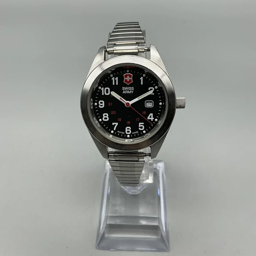 Victorinox Swiss Army Cavalier Mens Watch 34mm Black Dial NON WORKING For Parts